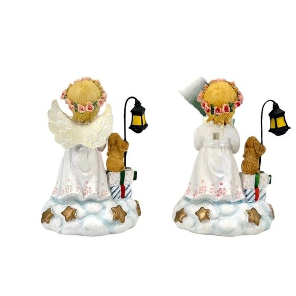 Vintage Anco Merchandise Choir Angels Puppy Christmas Figurines Set of 2 *See - Picture 3 of 7